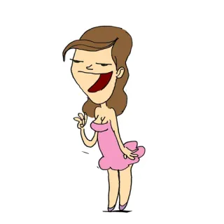 👩 kreskówka, kobieta, sukienka, postać, ilustracja telegram sticker