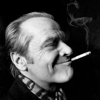 🤪 Jack Nicholson Fumar, Cigarrillo, Blanco y negro, Actor, Retrato telegram sticker