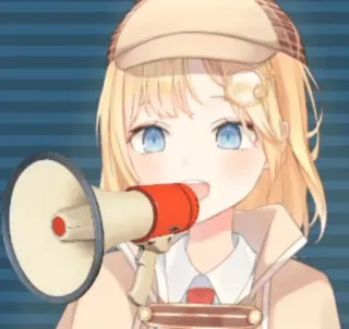 🕵️‍♀️ Amelia Watson vtuber, anime girl, megaphone, hololive, amelia, watson whatsapp sticker