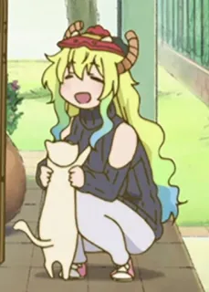 😄 Lucoa Miss Kobayashi's Dragon Maid Anime, Naga, Lucu, Kawaii, Lucoa, Kucing telegram sticker