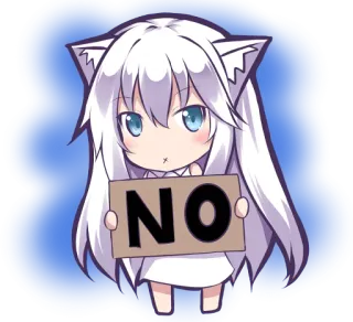 👎 NO Anime, Chibi, Neko, Tidak, Penolakan telegram sticker