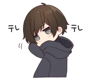 😟 テレ　テレ anime, manga, character, kawaii, cute, expression telegram sticker