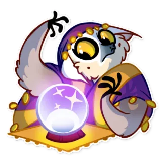 🔮 占い師, 水晶玉, 魔法, ファンタジー, 動物, ステッカー telegram sticker