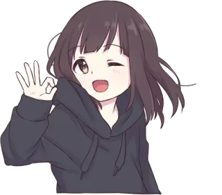 👌 Anime, Fille, Clin d'oeil, Mignon, Manga telegram sticker