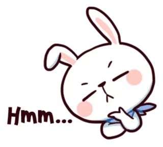 🤔 Hmm... 兔子, 嗯, 思考, 可爱, 小兔子 telegram sticker