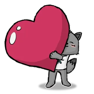 ❤ Herz, Wolf, Liebe, Cartoon, Süß, Tier whatsapp sticker