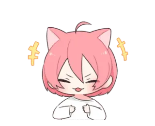 😂 Аниме, Кошачьи ушки, Кавайный, Счастливый, Милый telegram sticker