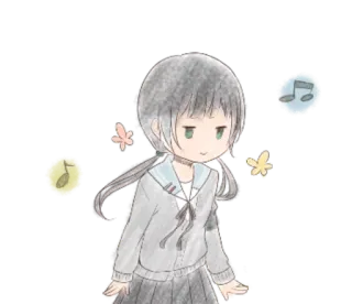 😌 девушка, чиби, аниме, музыка, школьная форма, эскиз, милый, каваий telegram sticker