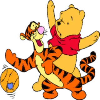 🏀 Winnie the Pooh Ursinho Pooh, Tigrão, desenho animado, Disney, amigos, amizade telegram sticker
