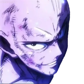 😀 Saitama One-Punch Man аниме, герой, лысый, серьезный telegram sticker