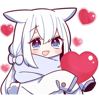 ❤️ аниме, милый, каваий, сердце, любовь, чиби, стикер, мультфильм telegram sticker
