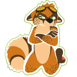 😒 Furry, Waschbär, Cartoon, Tier, Charakter, Schutzbrille telegram sticker