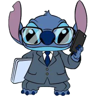 👨 Stitch การ์ตูน, ตัวละคร, สูท, ธุรกิจ, สำนักงาน, ฝีเข็ม telegram sticker