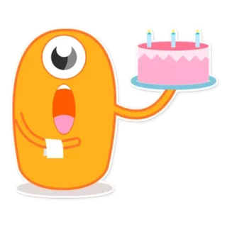 👆 怪物, 生日, 蛋糕, 庆祝, 派对, 可爱, 卡通, 独眼怪 telegram sticker