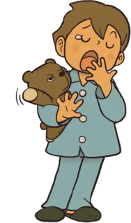 😪 sonolento, menino, pijama, ursinho, bocejo telegram sticker