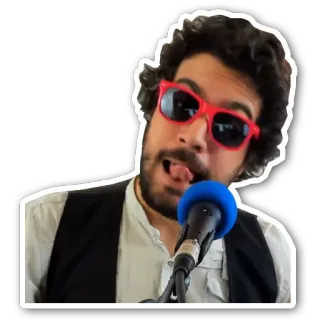 🤪 mann, mikrofon, sonnenbrille, porträt, sänger, musiker telegram sticker