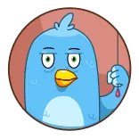 😨 burung, kartun, biru, karakter telegram sticker