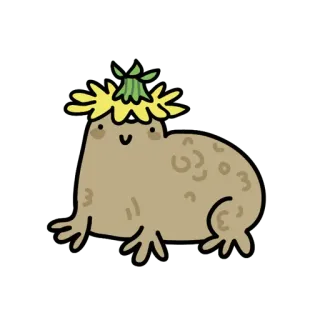 😀 süß, tier, cartoon, blumenkranz, blob, kreatur whatsapp sticker