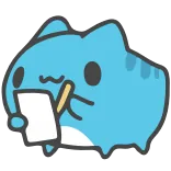 📝 kucing, menulis, kertas, pensil, biru telegram sticker