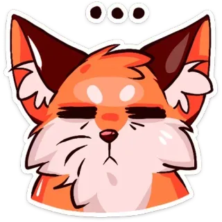 😑 ooo лиса, животное, эмодзи, оранжевый, сонный, мультфильм telegram sticker