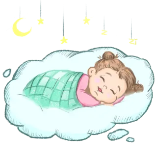 😴 dormir, rêve, bébé, fille, mignon, dessin animé, illustration whatsapp sticker