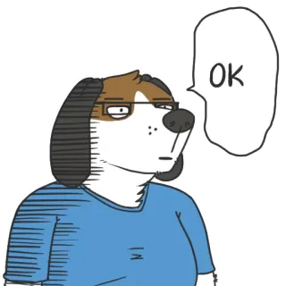 😐 OK dog, cartoon, ok, agreement, animal, sticker whatsapp sticker