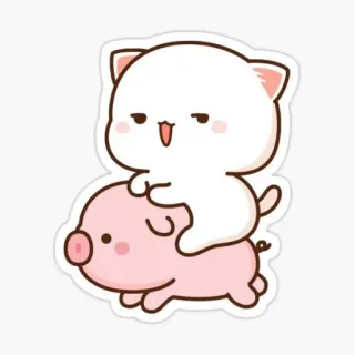 🥰 gato, porco, fofo, animal, desenho animado whatsapp sticker