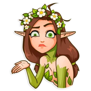 💁‍♀️ elfo, donna, natura, fiori, foresta, fata, cartone animato telegram sticker