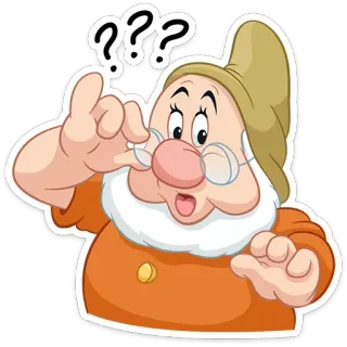 ❓ ??? Frage, Zwerg, Denken, Cartoon telegram sticker