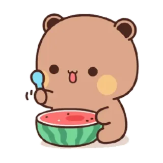 💟 urso, melancia, fofo, desenho animado, comida, sobremesa telegram sticker