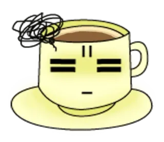 😩 caffè, tazza, esausto, stanco, carino, cartone animato telegram sticker