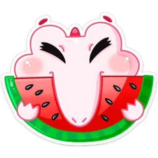 🍉 melancia, fofo, animal, rosa, adesivo, desenho animado, comida telegram sticker
