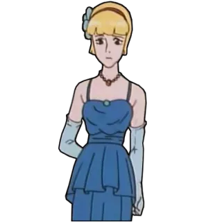 😔 cartoon, woman, dress, character, illustration telegram sticker