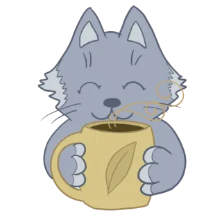 ☕️ Katze, Kaffee, süß, Tier, Cartoon whatsapp sticker