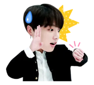😮 Jungkook kpop, bts, jungkook, idol, sudato, scioccato, preoccupato telegram sticker