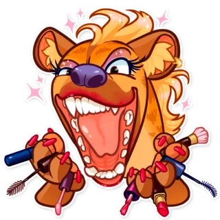 💄 鬣狗, 化妆, 美容, 化妆品, 卡通, 幽默 telegram sticker