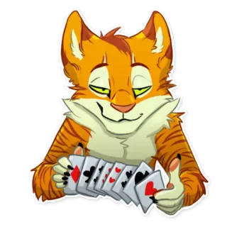 ♠️ chat, animal, cartes à jouer, poker, jeu d'argent, furry whatsapp sticker