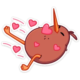 ❤️ Kiwi, Vogel, Cartoon, Herz, Liebe, süß whatsapp sticker