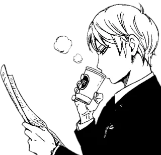 ☕️ hombre, periódico, café, leyendo, bebida telegram sticker