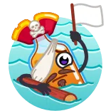 🤕 Flaschenpost, Pirat, Notsignal, Cartoon, Meer, Ozean, Treibend whatsapp sticker