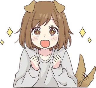 🤩 Gadis anime, Telinga anjing, Kawaii, Lucu, Berkilau telegram sticker