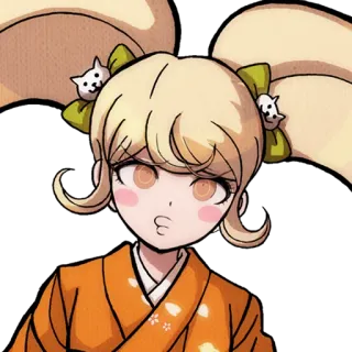 😌 Hiyoko Saionji Danganronpa Anime, Dễ thương, Tóc vàng, Tóc hai bên, Trò chơi điện tử, Nhân vật telegram sticker