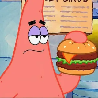 🍨 Patrick Star Spongebob Squarepants patrick, spongebob, cartoni animati, hamburger, cibo telegram sticker