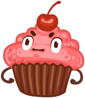 💪 cupcake, angry, sweet, dessert, food, cartoon, cute telegram sticker