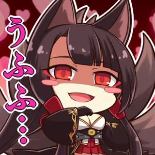 😈 うふふ Anime, Dessin animé, Personnage, Renard, Fille, Coeurs whatsapp sticker