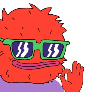 👌 potwór, kreskówka, okulary przeciwsłoneczne, ok, gest dłoni, fajne, akceptacja telegram sticker