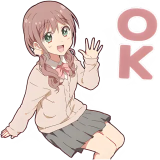 👌 OK อนิเมะ, ผู้หญิง, โอเค, น่ารัก, คาวาอิ telegram sticker
