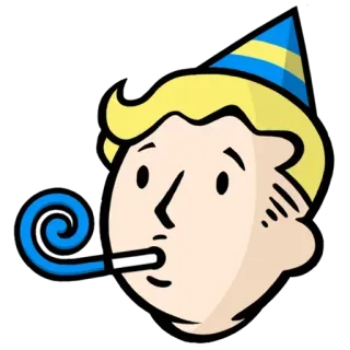 🥳 Vault Boy Fallout Vault Boy, Fallout, Party, Feier, Cartoon telegram sticker