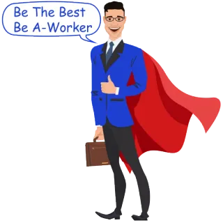 👍 Be The Best
Be A-Worker супергерой, рабочий, бизнес, мотивация, мультфильм, плащ whatsapp sticker