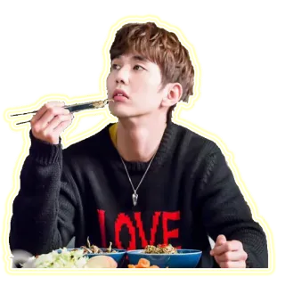 🍜 LOVE man, eating, love, korean, asian, person telegram sticker